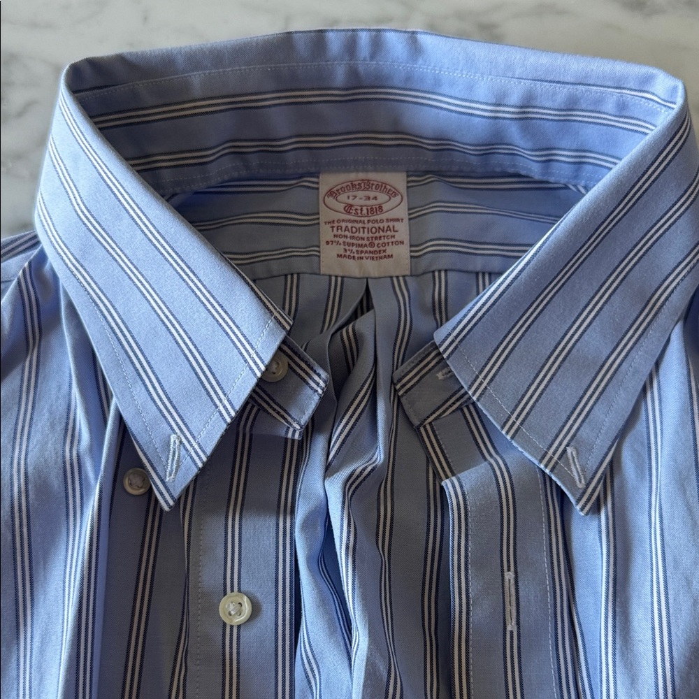 Brooks Brothers | Blue Striped Men's Dress Shirt (17-34)